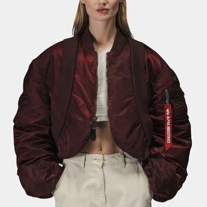 Alpha Industries Knit Rib MA-1 Flight Bomber Jacket Women’s in Cedar Red